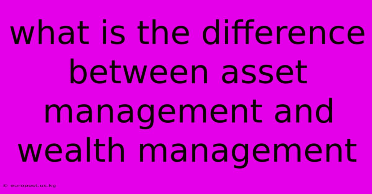 What Is The Difference Between Asset Management And Wealth Management