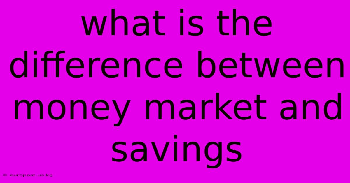 What Is The Difference Between Money Market And Savings