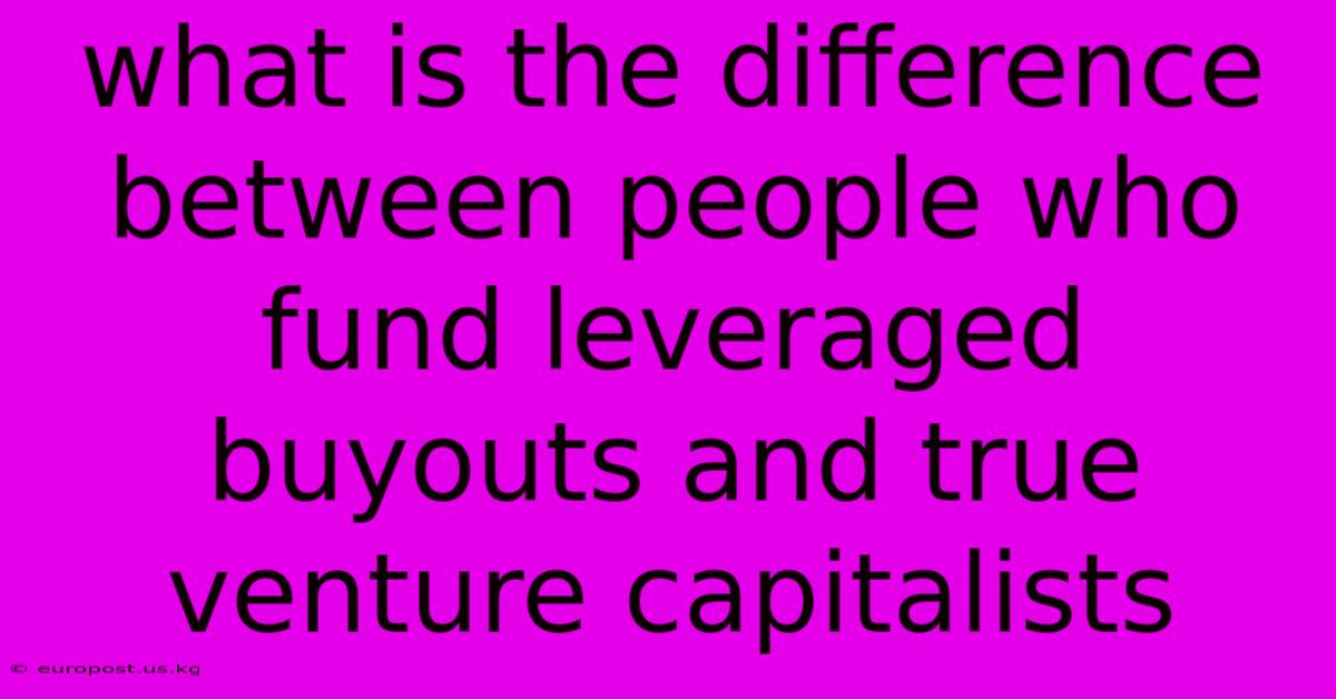 What Is The Difference Between People Who Fund Leveraged Buyouts And True Venture Capitalists