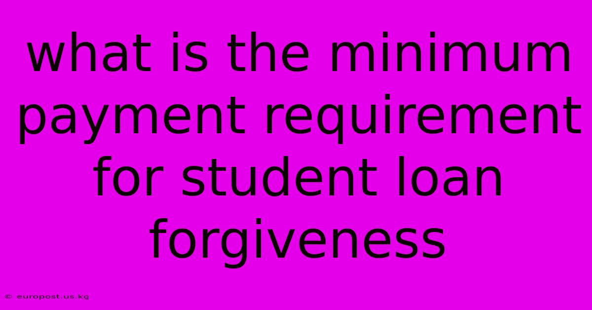 What Is The Minimum Payment Requirement For Student Loan Forgiveness