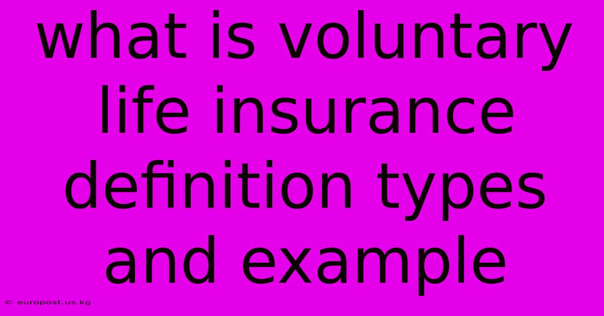 What Is Voluntary Life Insurance Definition Types And Example