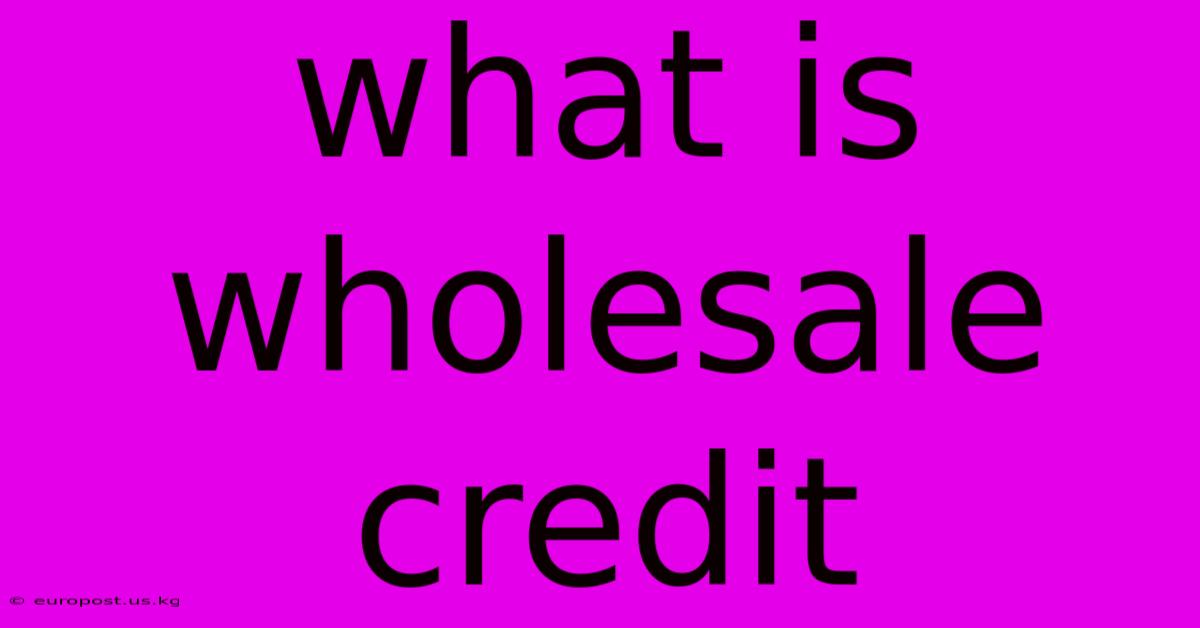 What Is Wholesale Credit