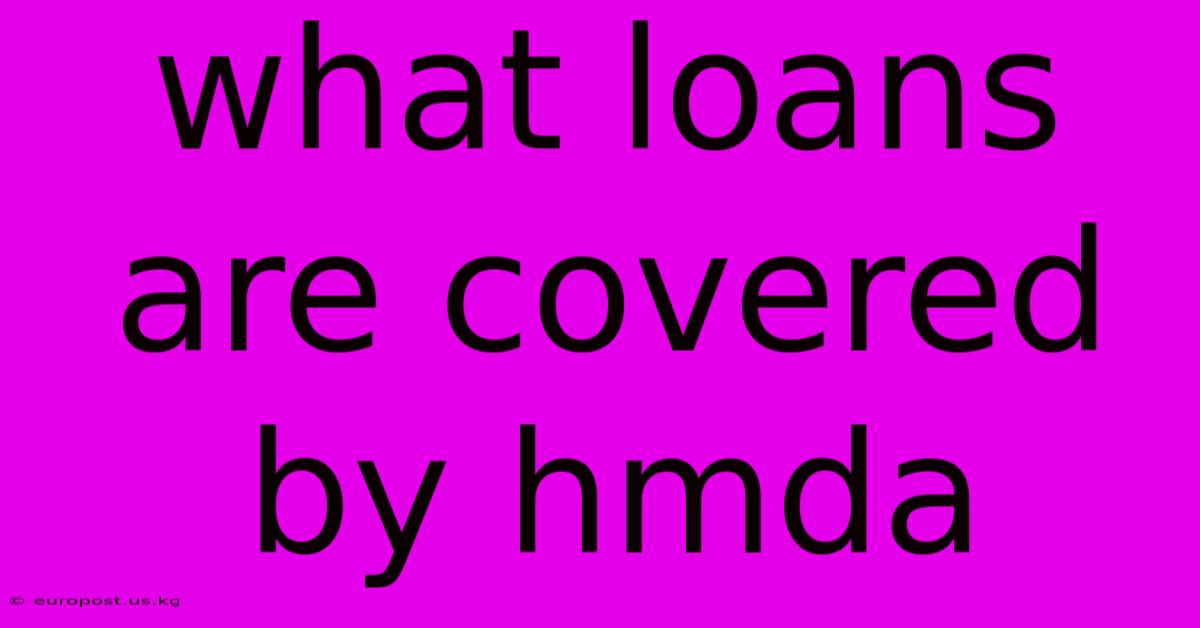 What Loans Are Covered By Hmda