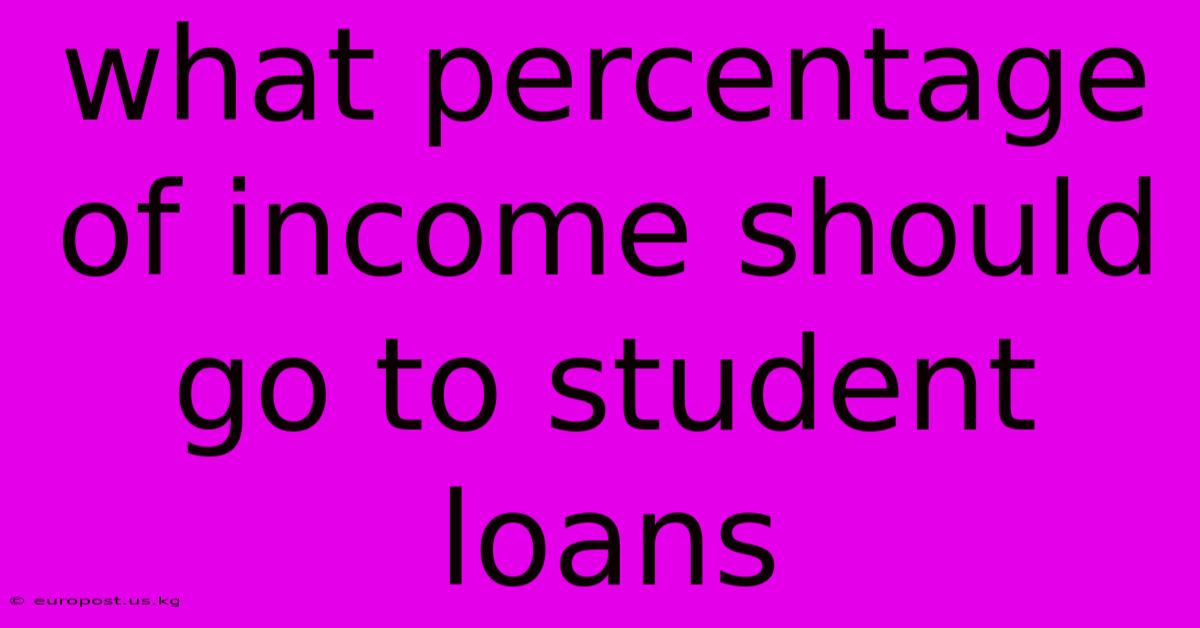 What Percentage Of Income Should Go To Student Loans