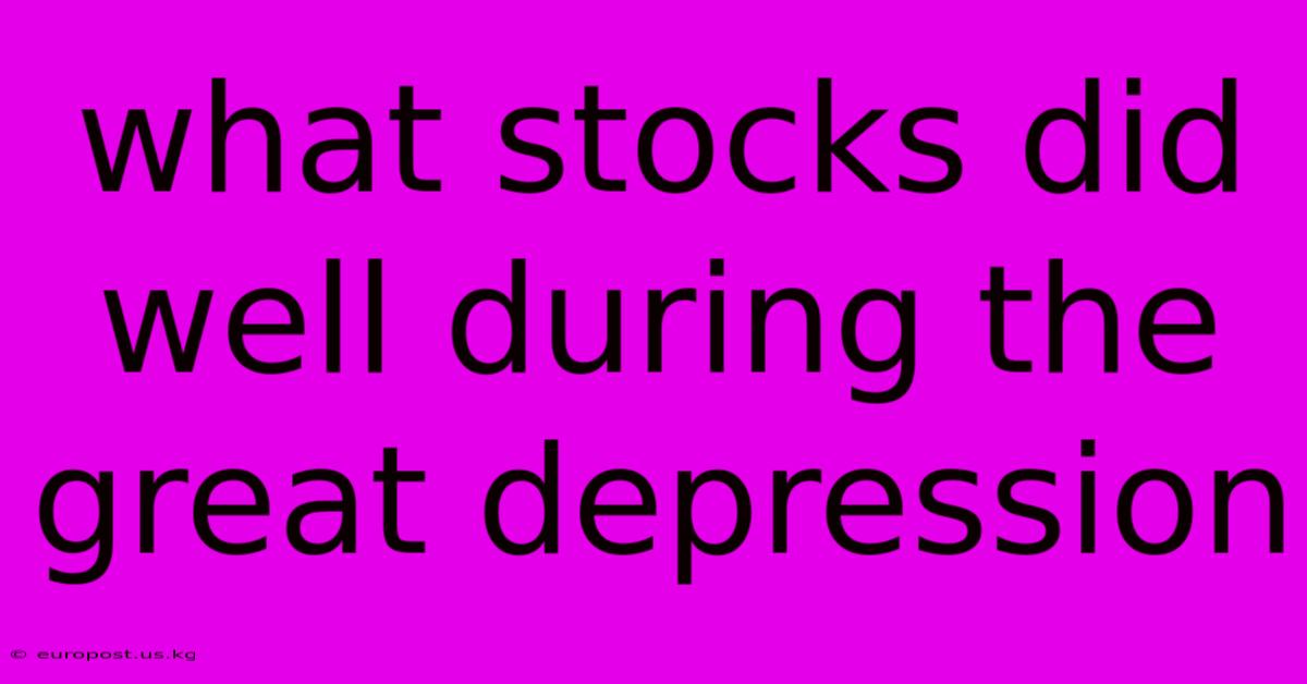 What Stocks Did Well During The Great Depression