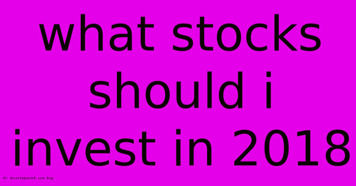 What Stocks Should I Invest In 2018