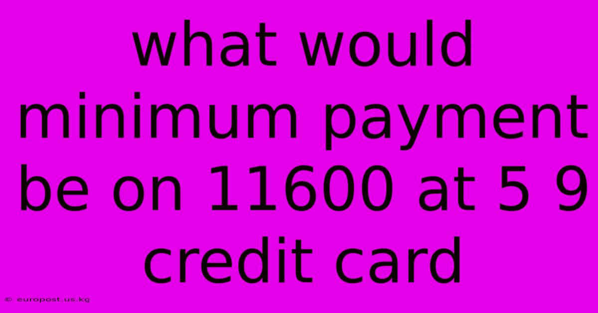 What Would Minimum Payment Be On 11600 At 5 9 Credit Card