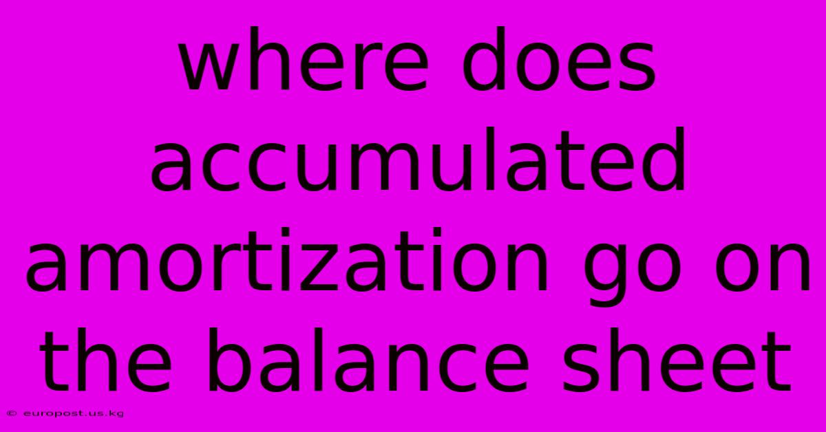 Where Does Accumulated Amortization Go On The Balance Sheet