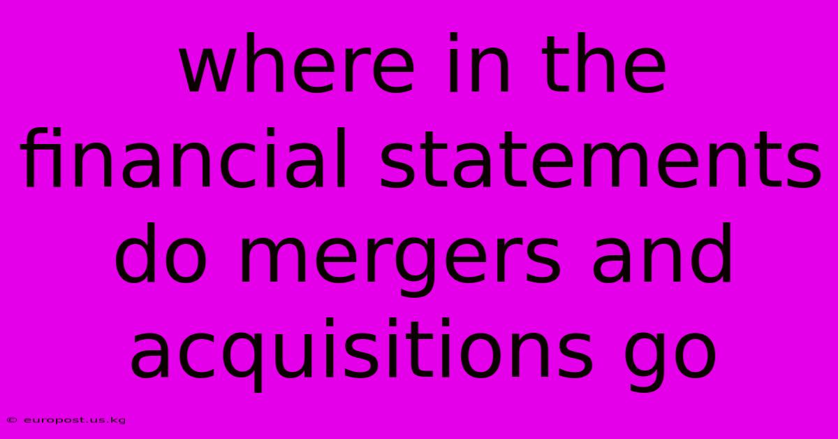 Where In The Financial Statements Do Mergers And Acquisitions Go