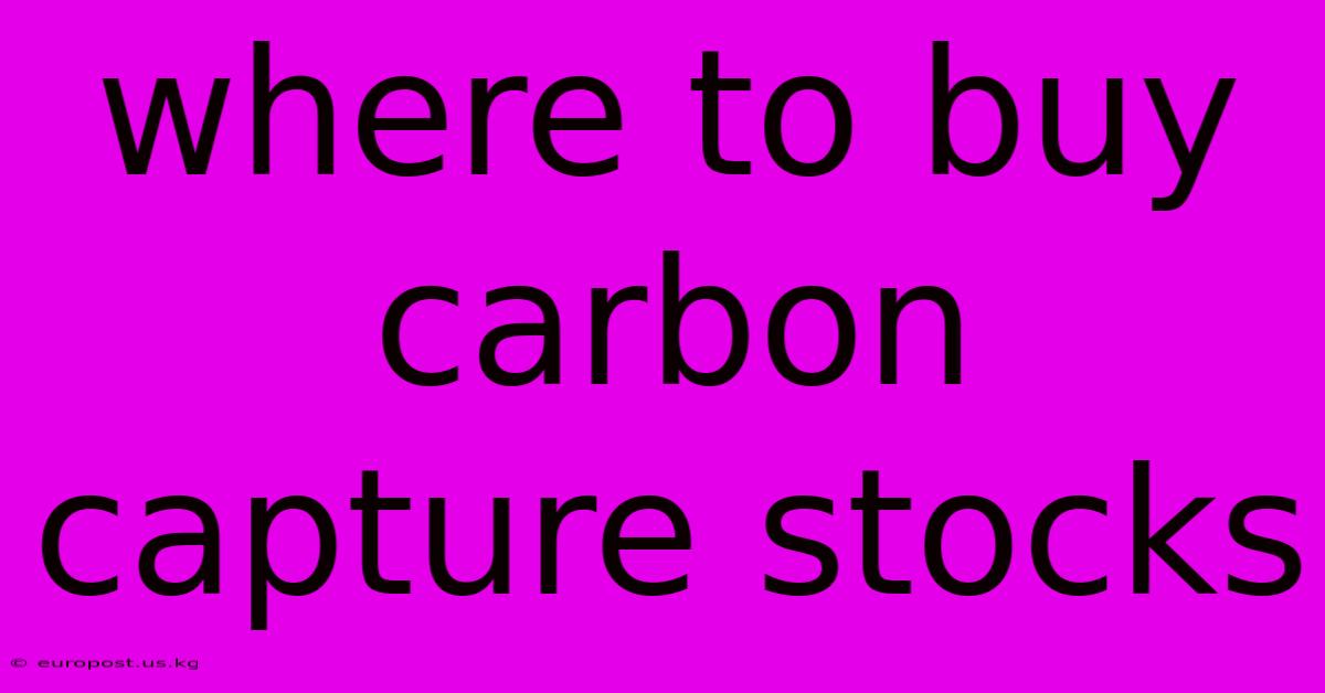 Where To Buy Carbon Capture Stocks