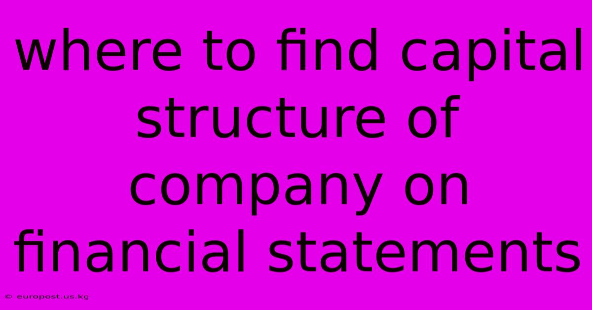 Where To Find Capital Structure Of Company On Financial Statements