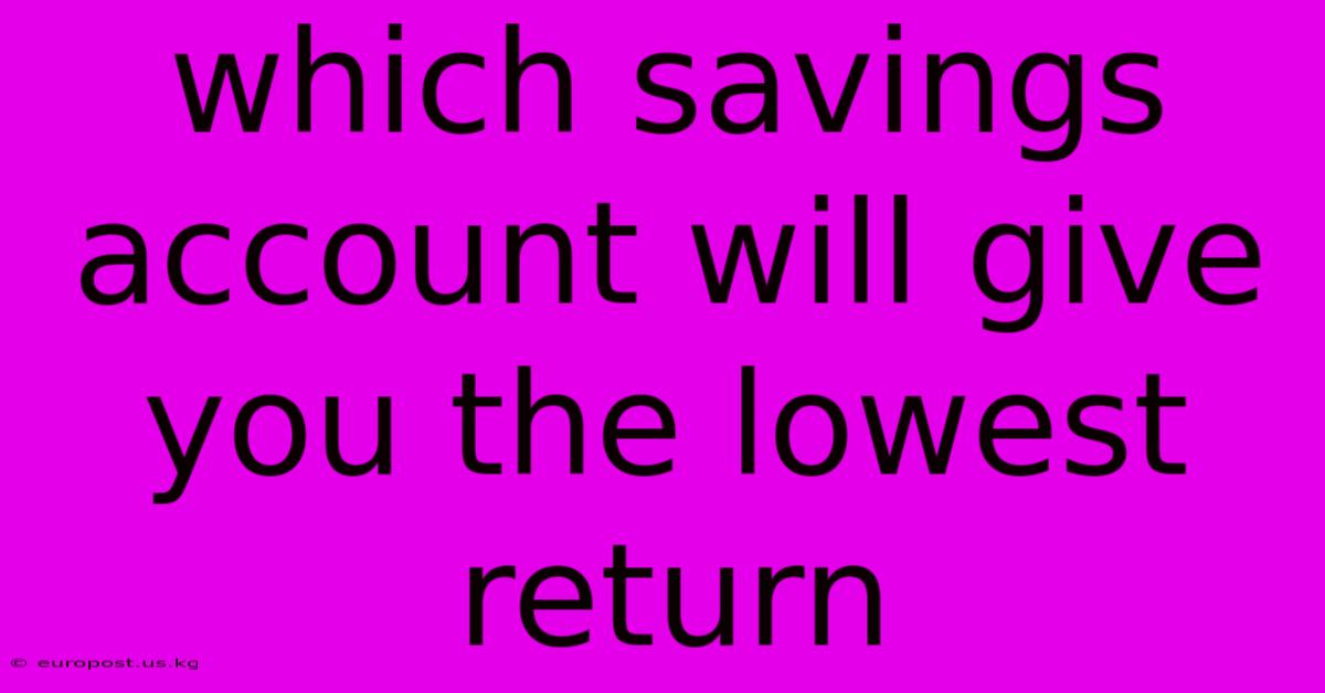 Which Savings Account Will Give You The Lowest Return