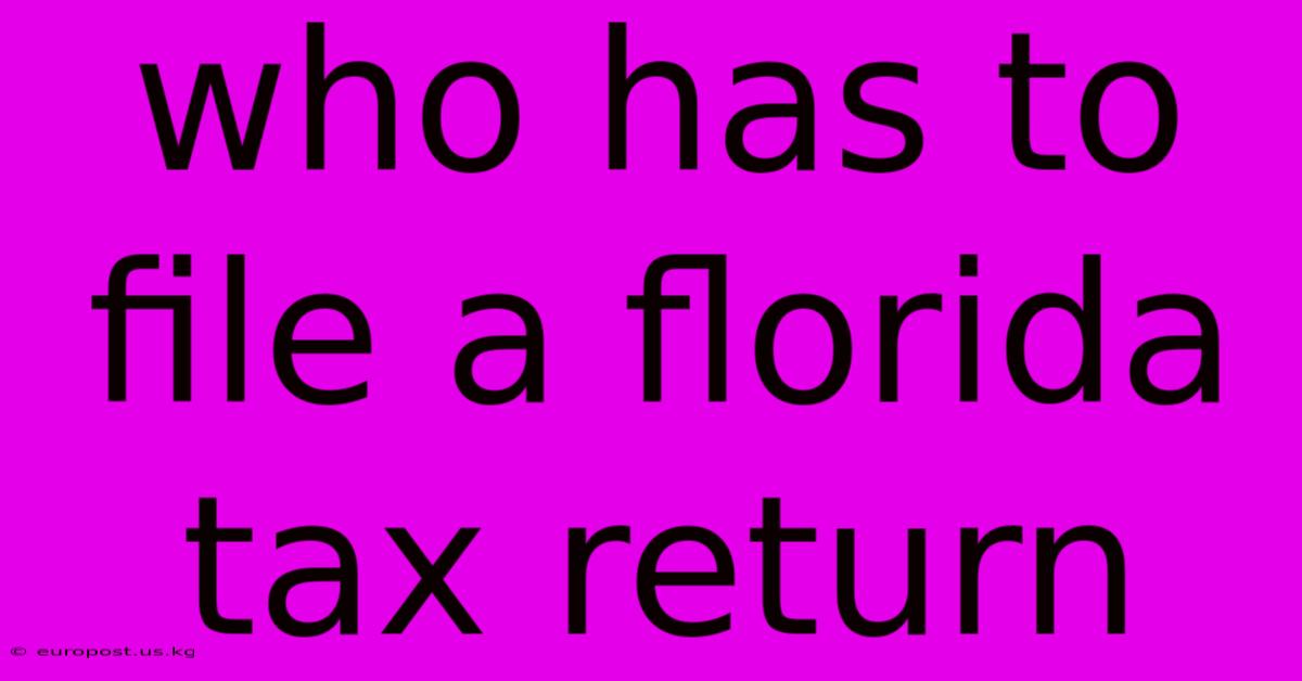 Who Has To File A Florida Tax Return