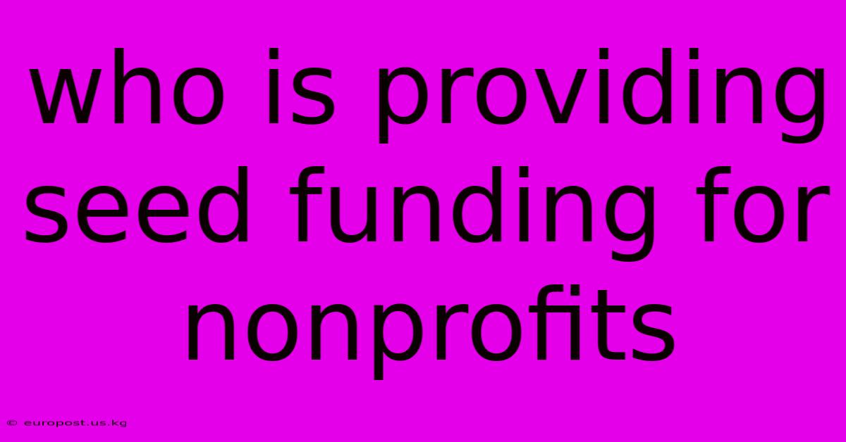 Who Is Providing Seed Funding For Nonprofits