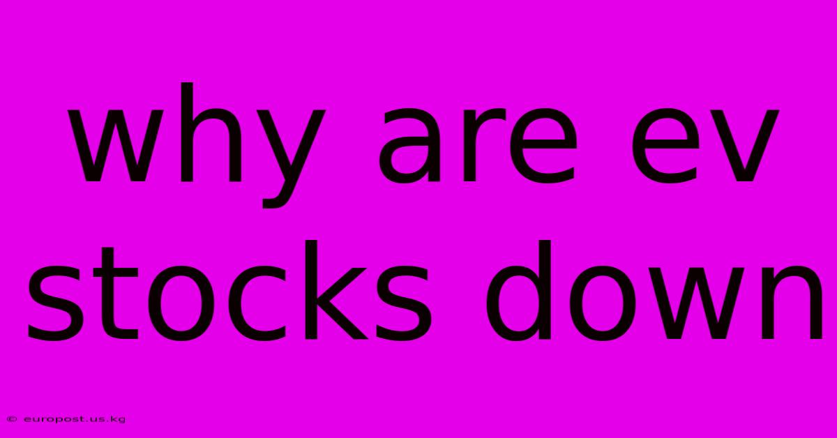 Why Are Ev Stocks Down