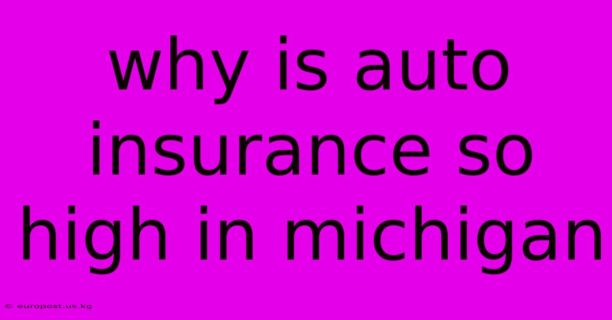 Why Is Auto Insurance So High In Michigan