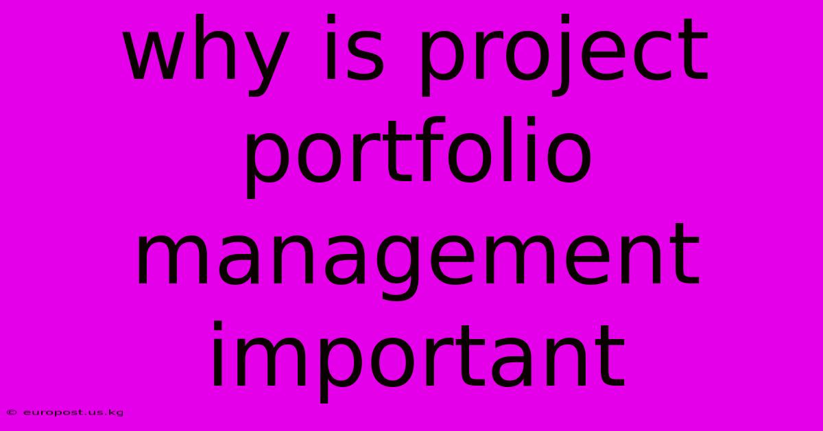 Why Is Project Portfolio Management Important