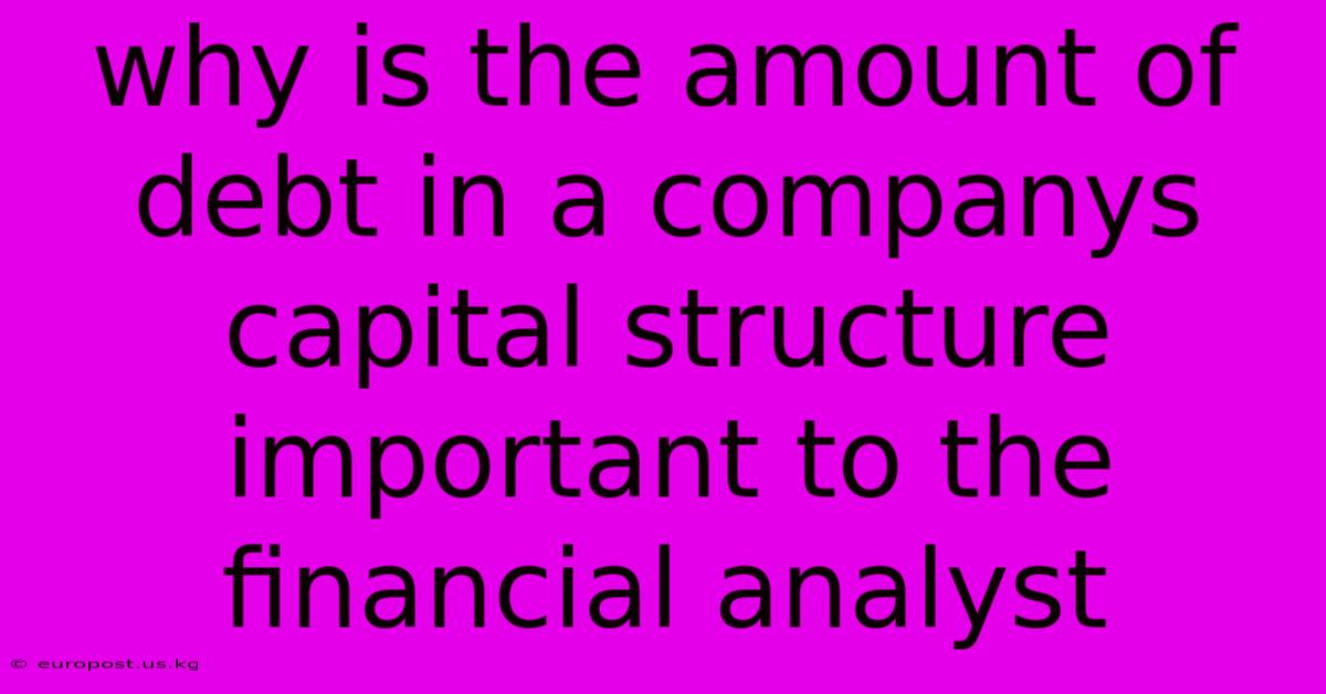 Why Is The Amount Of Debt In A Companys Capital Structure Important To The Financial Analyst