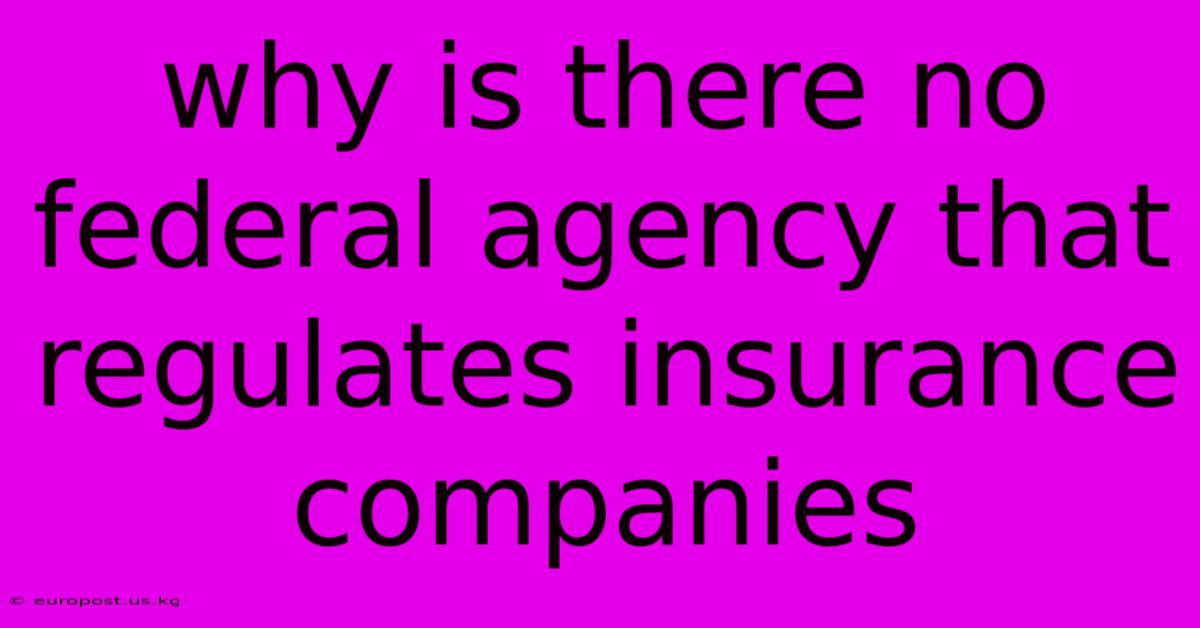 Why Is There No Federal Agency That Regulates Insurance Companies