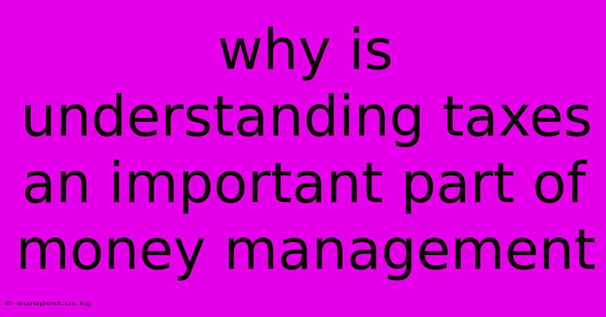 Why Is Understanding Taxes An Important Part Of Money Management